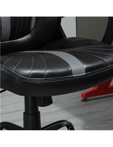 Vinsetto Faux Leather Gaming Home Office Computer Racing Chair, Black Grey