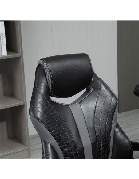 Vinsetto Faux Leather Gaming Home Office Computer Racing Chair, Black Grey - pic 24989 | FastDaddyshop