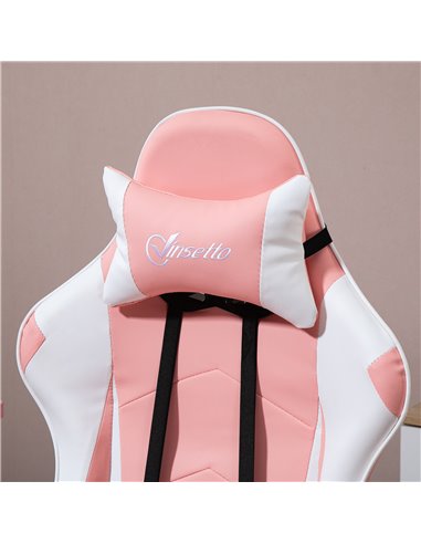 Vinsetto Racing Gaming Chair with Lumbar Support, Head Pillow for Home Office, Pink