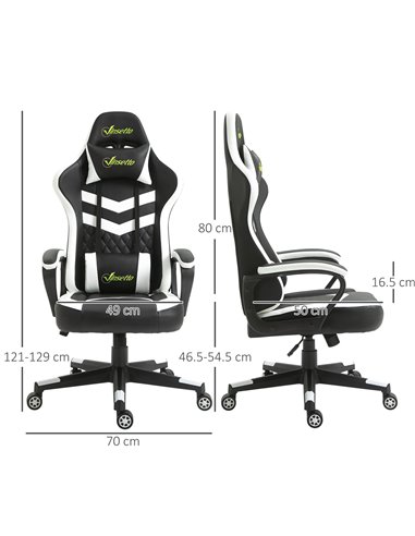 Vinsetto Racing Gaming Chair with Lumbar Support, Headrest for Home Office, Black-White