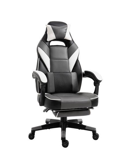 Vinsetto Ergonomic Gaming Chair with Footrest, Headrest, Lumbar Pillow, Grey - pic 25062 | FastDaddyshop