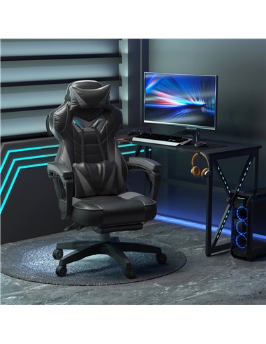 Vinsetto Ergonomic Racing Gaming Chair with Lumbar Support, Footrest, Grey