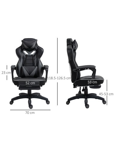 Vinsetto Ergonomic Racing Gaming Chair with Lumbar Support, Footrest, Grey