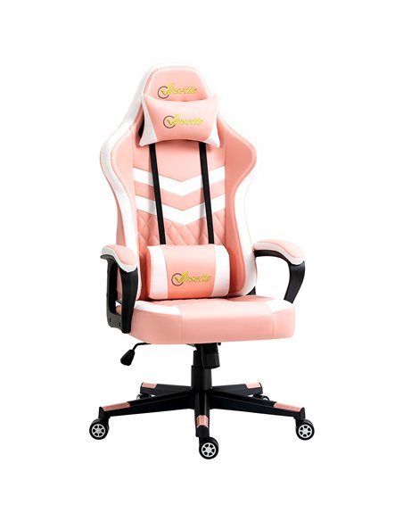 Vinsetto PVC Leather Racing Gaming Chair with Lumbar Support, Headrest, Pink - pic 25089 | FastDaddyshop