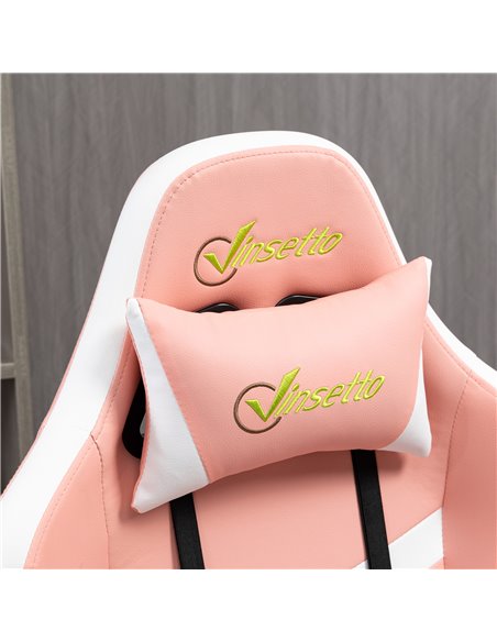 Vinsetto Racing Gaming Chair with Lumbar Support, Headrest, Swivel Wheel, PVC Leather Gamer Desk Chair for Home Office, Pink - pic 25096 | FastDaddyshop