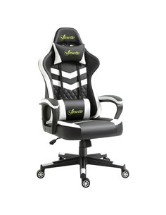 Vinsetto PVC Leather Racing Gaming Chair with Lumbar Support, Headrest, Black&White
