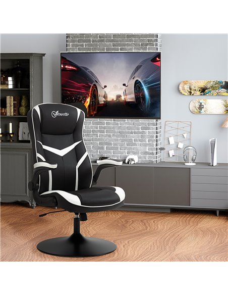 Vinsetto PVC Leather Ergonomic Computer Chair, Black & White - pic 25108 | FastDaddyshop