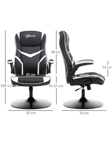 Vinsetto PVC Leather Ergonomic Computer Chair, Black & White