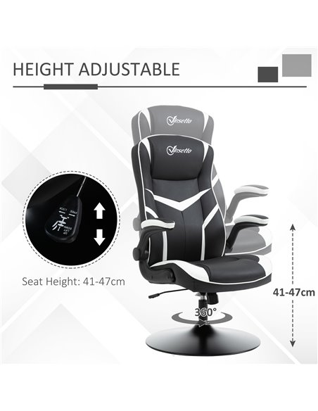 Vinsetto PVC Leather Ergonomic Computer Chair, Black & White - pic 25110 | FastDaddyshop