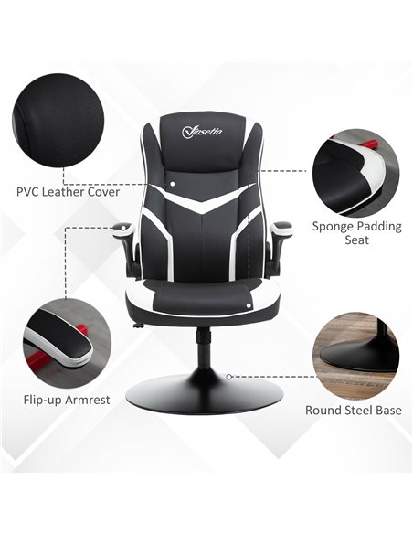 Vinsetto PVC Leather Ergonomic Computer Chair, Black & White - pic 25112 | FastDaddyshop