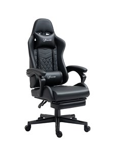 Vinsetto PU Leather Racing Gaming Chair with Footrest for Home Office, Black