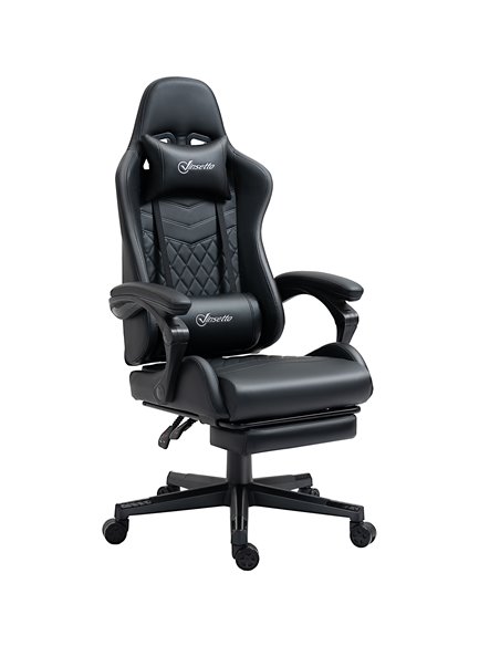 Vinsetto PU Leather Racing Gaming Chair with Footrest for Home Office, Black - pic 25116 | FastDaddyshop