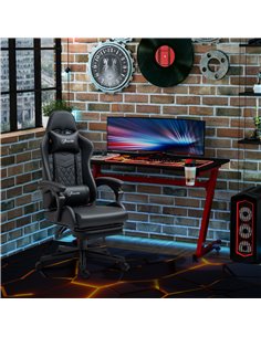 Vinsetto PU Leather Racing Gaming Chair with Footrest for Home Office, Black 2