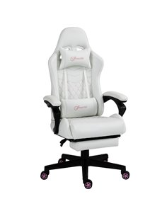 Vinsetto PU Leather Racing Gaming Chair with Swivel Wheel, Footrest, White