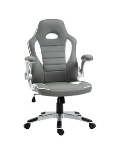 HOMCOM PU Leather Racing Gaming Chair with Tilt Function and Flip Up Armrests, Grey