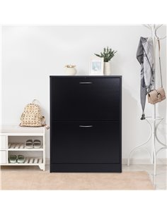 HOMCOM 2-Tier Shoe Cabinet Storage, Black 833-170BK 2