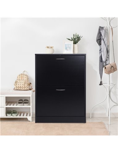 HOMCOM 2-Tier Shoe Cabinet Storage, Black 833-170BK
