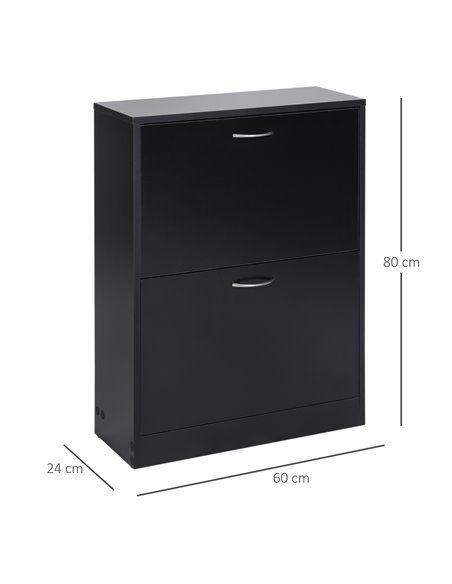 HOMCOM 2-Tier Shoe Cabinet Storage, Black 833-170BK - pic 25145 | FastDaddyshop