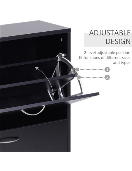 HOMCOM 2-Tier Shoe Cabinet Storage, Black 833-170BK - pic 25147 | FastDaddyshop