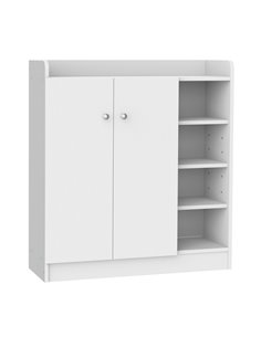 HOMCOM Shoe Storage Cabinet with 2 Doors, Adjustable 4 Shelves, White 02-0623
