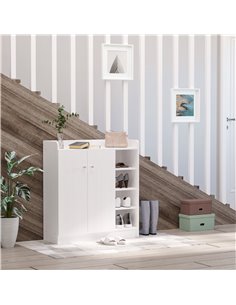 HOMCOM Shoe Storage Cabinet with 2 Doors, Adjustable 4 Shelves, White 02-0623 2