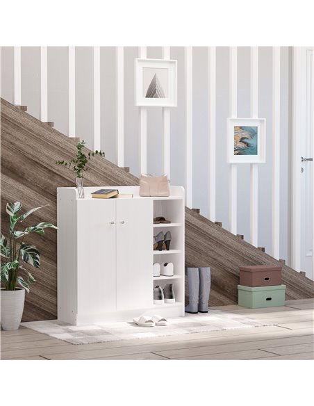 HOMCOM Shoe Storage Cabinet with 2 Doors, Adjustable 4 Shelves, White 02-0623 - pic 25153 | FastDaddyshop