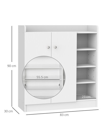 HOMCOM Shoe Storage Cabinet with 2 Doors, Adjustable 4 Shelves, White 02-0623 - pic 25154 | FastDaddyshop