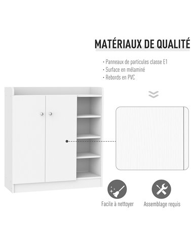 HOMCOM Shoe Storage Cabinet Home Hallway Furniture 2 Doors w/Adjustable 4 Shelves Cupboard Footwear Rack Stand Organiser White