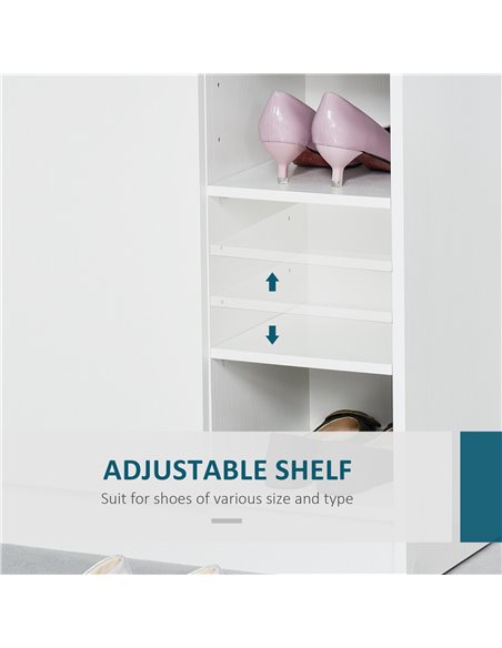 HOMCOM Shoe Storage Cabinet Home Hallway Furniture 2 Doors w/Adjustable 4 Shelves Cupboard Footwear Rack Stand Organiser White - pic 25157 | FastDaddyshop