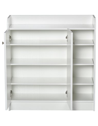 HOMCOM Shoe Storage Cabinet Home Hallway Furniture 2 Doors w/Adjustable 4 Shelves Cupboard Footwear Rack Stand Organiser White