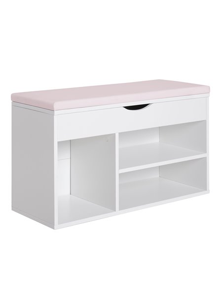 HOMCOM Wooden Shoes Cabinet Bench with Hidden Storage, White-Pink 837-005V01 - pic 25170 | FastDaddyshop
