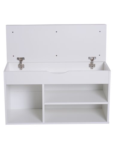 HOMCOM Wooden Shoes Cabinet Bench Hidden Storage Padded Seat Organiser Footwear Rack Hallway White Pink 80 x 30 x 47 cm