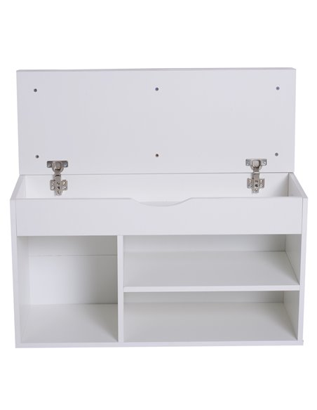 HOMCOM Wooden Shoes Cabinet Bench Hidden Storage Padded Seat Organiser Footwear Rack Hallway White Pink 80 x 30 x 47 cm - pic 25177 | FastDaddyshop