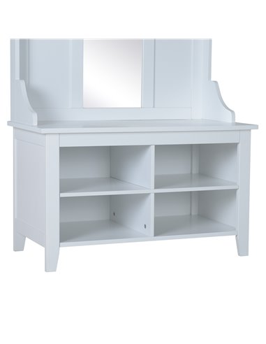 HOMCOM Hallway Furniture Set Shoe Bench Storage Mirror Cabinet Coat Rack Multiple Cubes Hangers Organiser Shelves w/ 4 Hooks