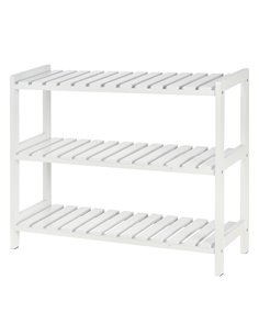 HOMCOM 3-Tier Shoe Rack with Wood Frame, Slatted Shelves, White 837-053WT