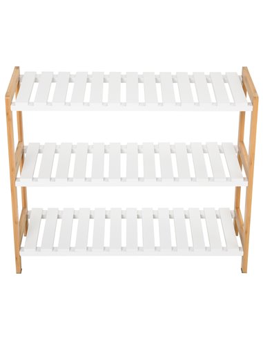 HOMCOM 3-Tier Shoe Rack Wood Frame Slatted Shelves Spacious Open Hygienic Storage Home Hallway Furniture Family Guests 70L x 26W