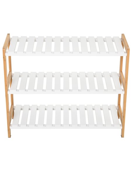 HOMCOM 3-Tier Shoe Rack Wood Frame Slatted Shelves Spacious Open Hygienic Storage Home Hallway Furniture Family Guests 70L x 26W - pic 25213 | FastDaddyshop