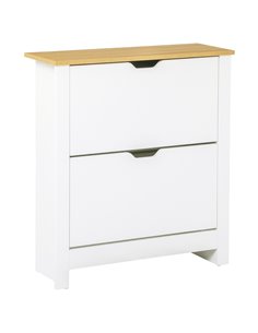 HOMCOM 12-Shoe Storage Cabinet with 4 Shelves, 2 Drawers, White 837-062WT