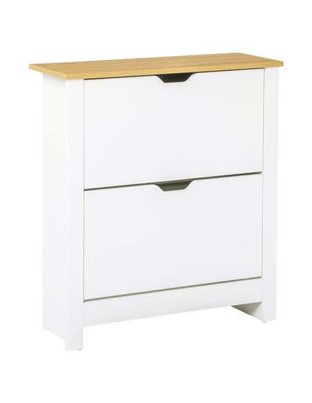 HOMCOM 12-Shoe Storage Cabinet with 4 Shelves, 2 Drawers, White 837-062WT - pic 25215 | FastDaddyshop