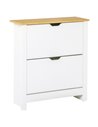 HOMCOM 12-Shoe Storage Cabinet with 4 Shelves, 2 Drawers, White 837-062WT