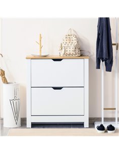 HOMCOM 12-Shoe Storage Cabinet with 4 Shelves, 2 Drawers, White 837-062WT 2