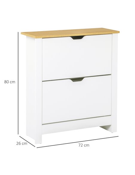 HOMCOM 12-Shoe Storage Cabinet with 4 Shelves, 2 Drawers, White 837-062WT - pic 25217 | FastDaddyshop