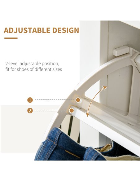 HOMCOM 12-Shoe Storage Cabinet 4 Shelves 2 Drawers 4 Protective Legs Modern Stylish Unit Hallway Bedroom Home Furniture White - pic 25219 | FastDaddyshop