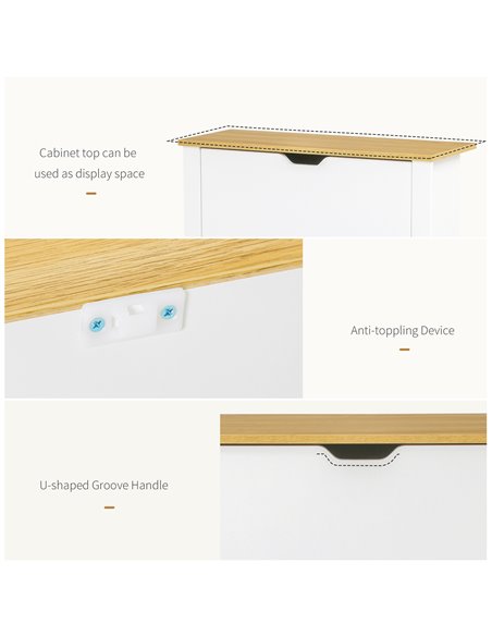 HOMCOM 12-Shoe Storage Cabinet 4 Shelves 2 Drawers 4 Protective Legs Modern Stylish Unit Hallway Bedroom Home Furniture White - pic 25220 | FastDaddyshop