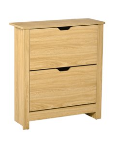 HOMCOM 12-Shoe Storage Cabinet with 4 Shelves, 2 Drawers, Brown 837-062ND