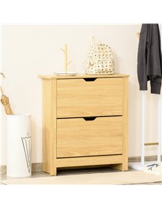 HOMCOM 12-Shoe Storage Cabinet with 4 Shelves, 2 Drawers, Brown 837-062ND 2