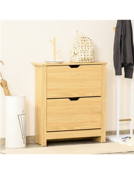 HOMCOM 12-Shoe Storage Cabinet with 4 Shelves, 2 Drawers, Brown 837-062ND - pic 25225 | FastDaddyshop