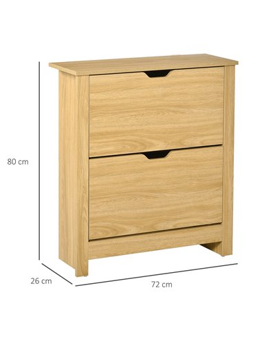 HOMCOM 12-Shoe Storage Cabinet with 4 Shelves, 2 Drawers, Brown 837-062ND