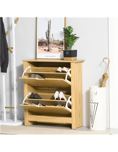 HOMCOM 12-Shoe Storage Cabinet 4 Shelves 2 Drawers 4 Protective Legs Modern Stylish Unit Hallway Bedroom Home Furniture Brown