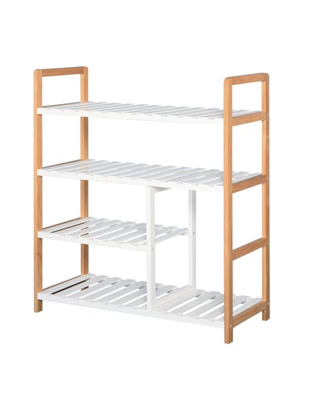 HOMCOM 4 Tier Shoe Racks Storage Stand, Shelf Organizer, Brown and White 837-091 - pic 25251 | FastDaddyshop